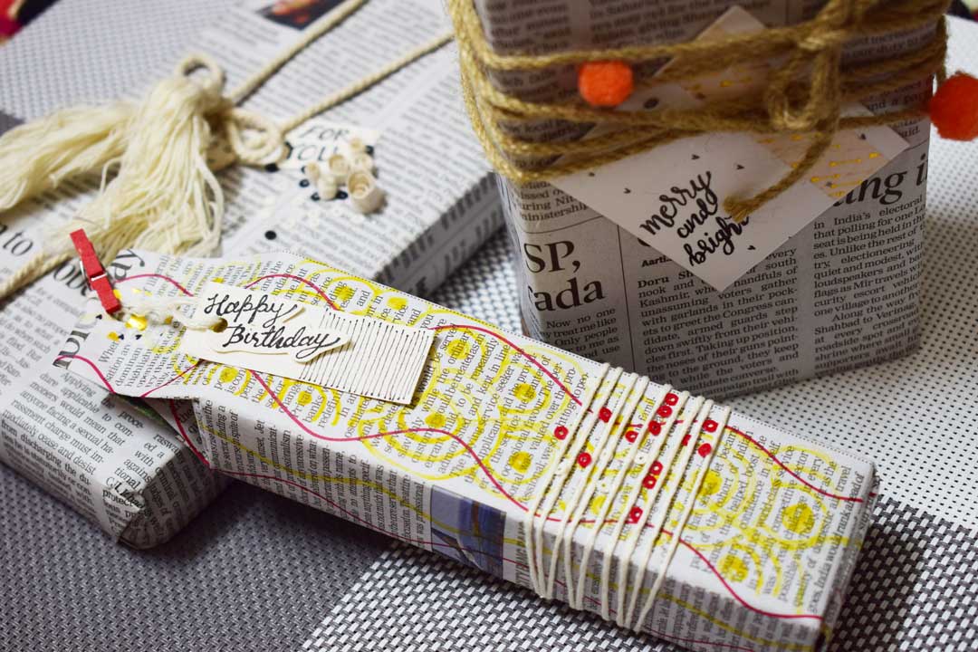 Newspaper gift shop wrap